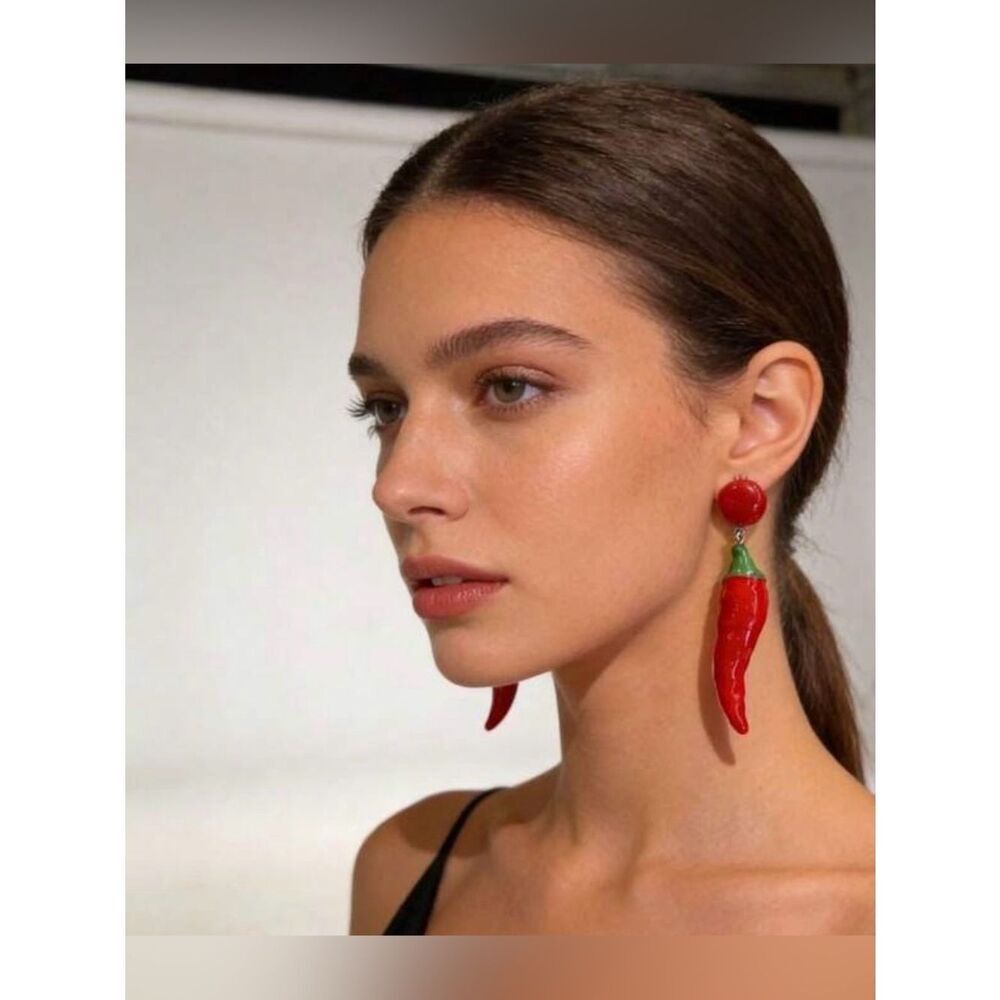 Red Chili Pepper Drop Earrings A1941